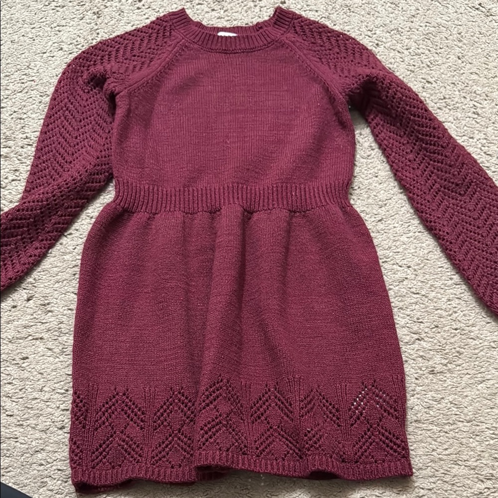 Cat & Jack Burgundy Knit Dress 🤍💚